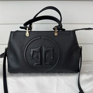Tucker Tweed Black Leather Handbag